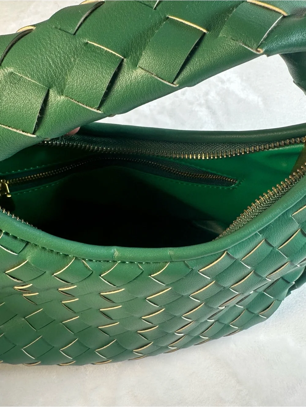 Green Woven Hobo Shoulder Bag